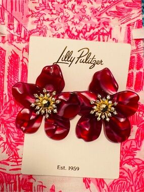 NWT Lilly Pulitzer OVER SIZED ORCHID EARRINGS “Mystique Pink” ✨💲48